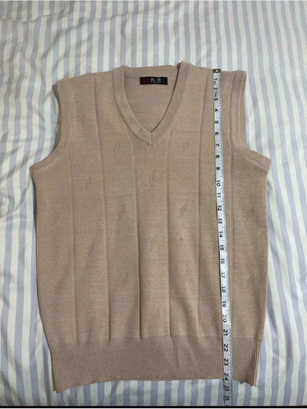 Men's V-Neck Knit Sweater Vest - Beige